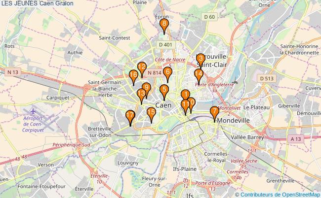 plan LES JEUNES Caen Associations LES JEUNES Caen : 16 associations