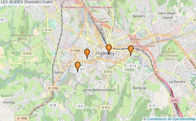 plan LES JEUNES Chambéry Associations LES JEUNES Chambéry : 3 associations