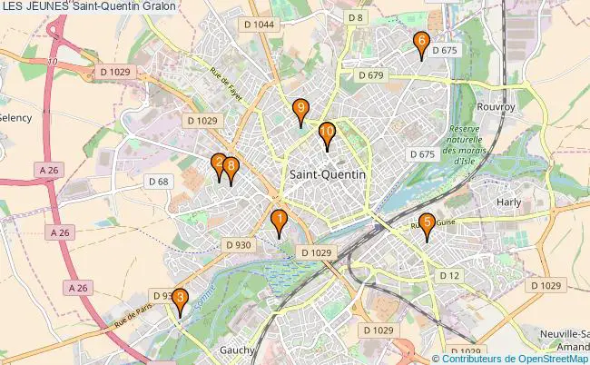 plan LES JEUNES Saint-Quentin Associations LES JEUNES Saint-Quentin : 9 associations