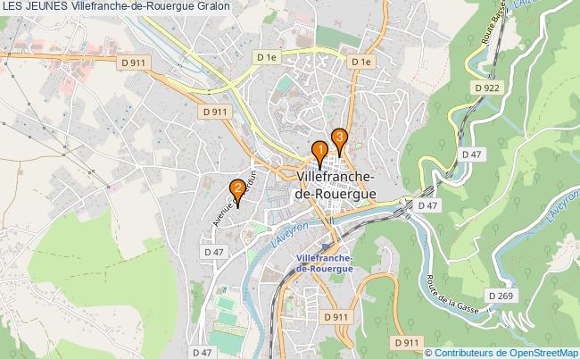plan LES JEUNES Villefranche-de-Rouergue Associations LES JEUNES Villefranche-de-Rouergue : 3 associations