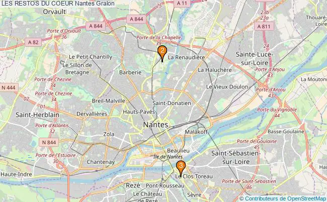 plan LES RESTOS DU COEUR Nantes Associations LES RESTOS DU COEUR Nantes : 4 associations