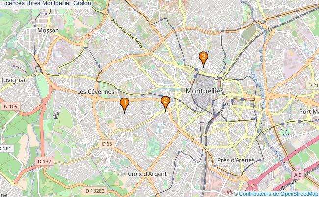 plan Licences libres Montpellier Associations licences libres Montpellier : 4 associations