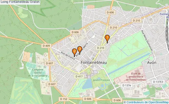plan Loing Fontainebleau Associations Loing Fontainebleau : 3 associations