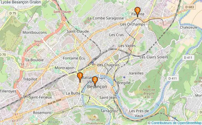 plan Lycée Besançon Associations lycée Besançon : 6 associations