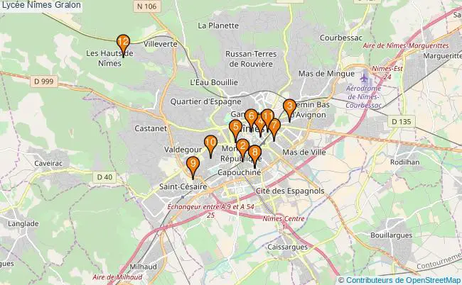 plan Lycée Nîmes Associations lycée Nîmes : 16 associations
