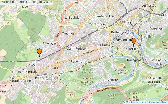 plan Marché de l'emploi Besançon Associations marché de l'emploi Besançon : 4 associations