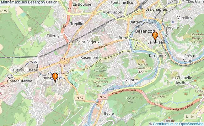 plan Mathématiques Besançon Associations mathématiques Besançon : 3 associations