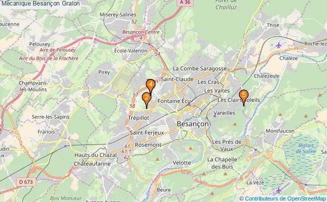plan Mécanique Besançon Associations mécanique Besançon : 8 associations
