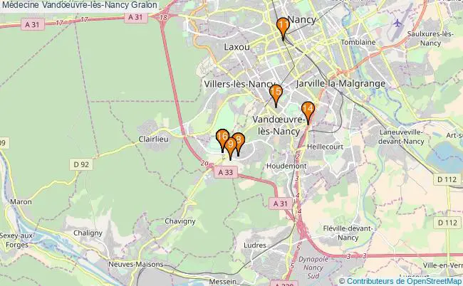 plan Médecine Vandoeuvre-lès-Nancy Associations médecine Vandoeuvre-lès-Nancy : 19 associations