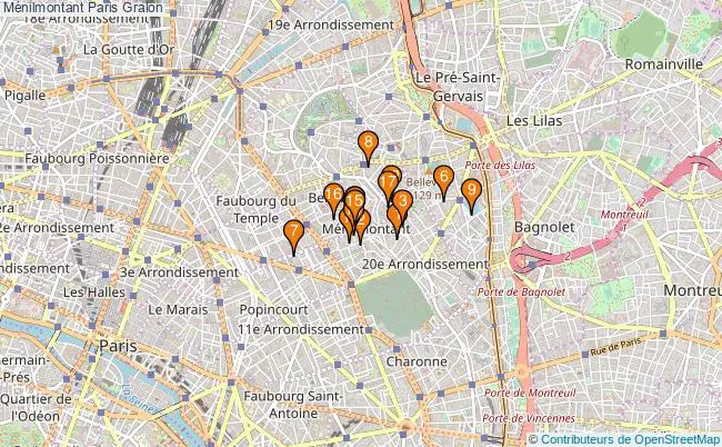 plan Ménilmontant Paris Associations Ménilmontant Paris : 20 associations