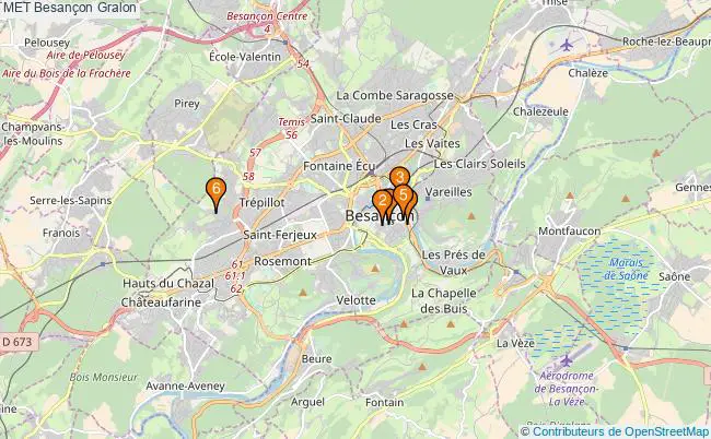 plan MET Besançon Associations MET Besançon : 6 associations