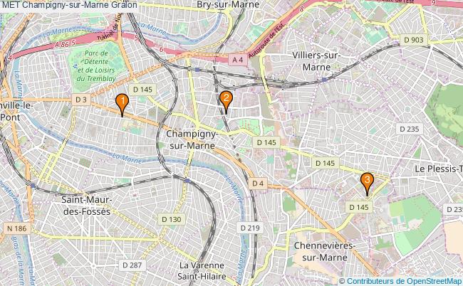 plan MET Champigny-sur-Marne Associations MET Champigny-sur-Marne : 3 associations