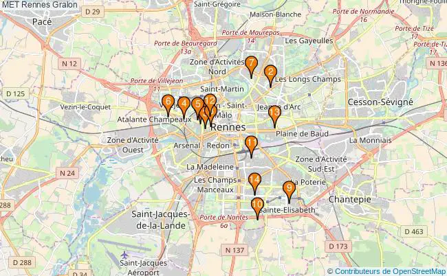 plan MET Rennes Associations MET Rennes : 19 associations