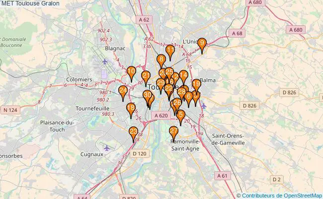 plan MET Toulouse Associations MET Toulouse : 42 associations