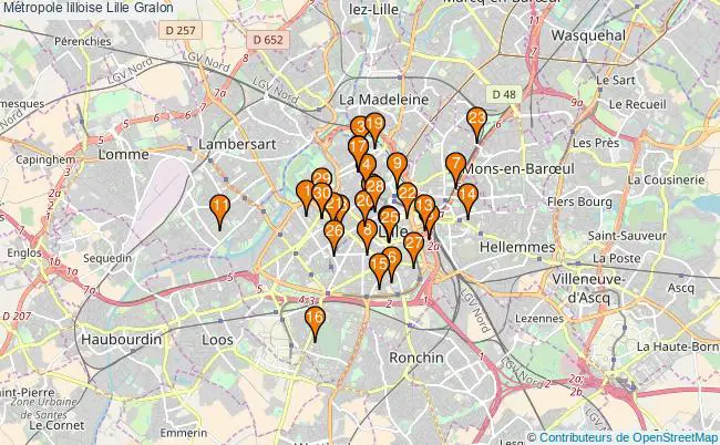 plan Métropole lilloise Lille Associations Métropole lilloise Lille : 152 associations