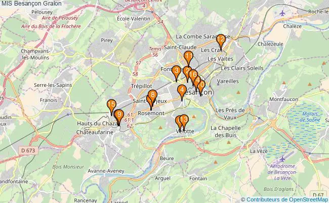 plan MIS Besançon Associations MIS Besançon : 18 associations