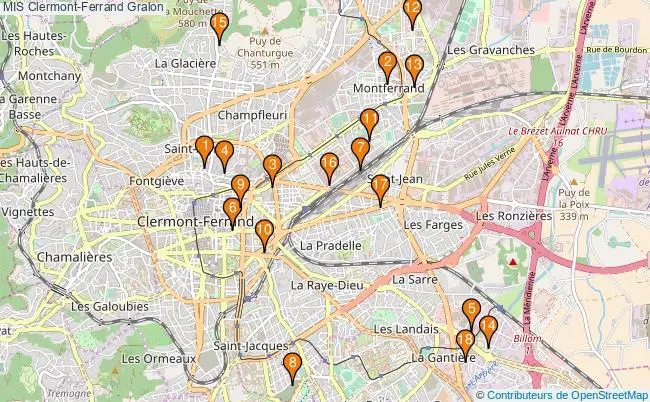 plan MIS Clermont-Ferrand Associations MIS Clermont-Ferrand : 17 associations