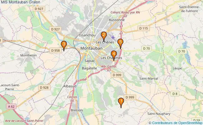 plan MIS Montauban Associations MIS Montauban : 5 associations