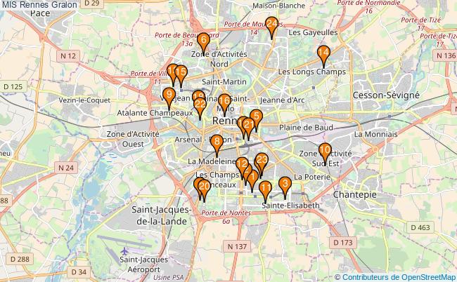 plan MIS Rennes Associations MIS Rennes : 31 associations