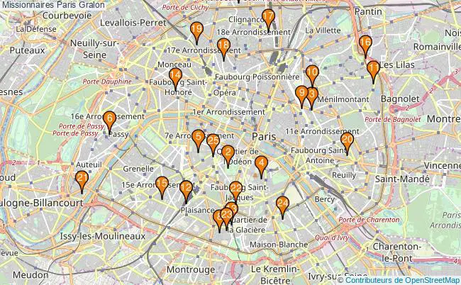 plan Missionnaires Paris Associations missionnaires Paris : 32 associations