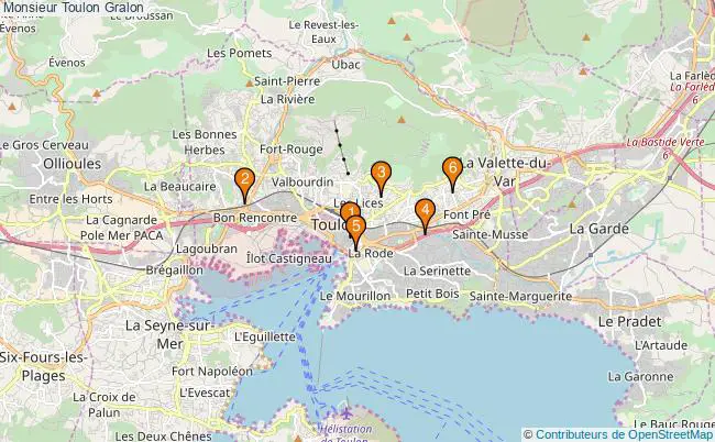 plan Monsieur Toulon Associations Monsieur Toulon : 6 associations