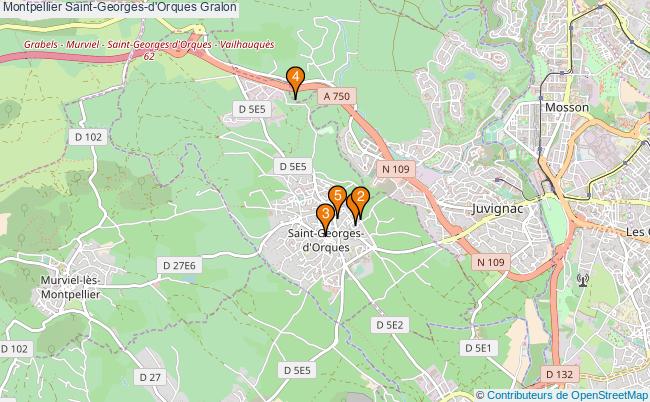 plan Montpellier Saint-Georges-d'Orques Associations Montpellier Saint-Georges-d'Orques : 6 associations