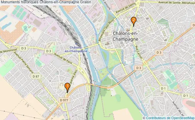 plan Monuments historiques Châlons-en-Champagne Associations monuments historiques Châlons-en-Champagne : 2 associations