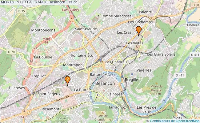 plan MORTS POUR LA FRANCE Besançon Associations MORTS POUR LA FRANCE Besançon : 2 associations