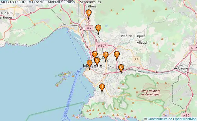 plan MORTS POUR LA FRANCE Marseille Associations MORTS POUR LA FRANCE Marseille : 9 associations