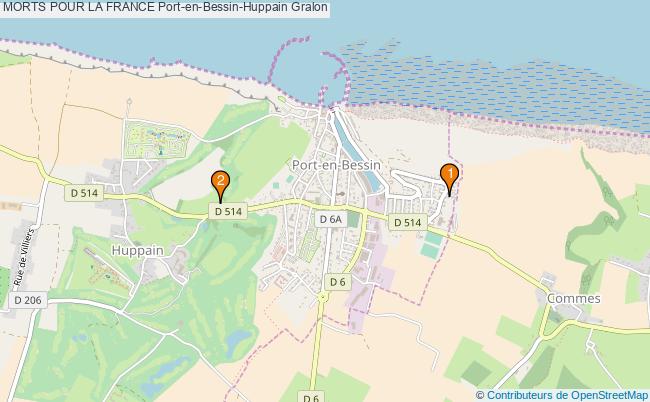 plan MORTS POUR LA FRANCE Port-en-Bessin-Huppain Associations MORTS POUR LA FRANCE Port-en-Bessin-Huppain : 2 associations