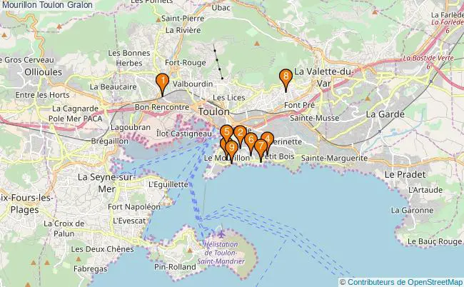 plan Mourillon Toulon Associations mourillon Toulon : 12 associations
