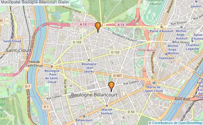 plan Municipalité Boulogne-Billancourt Associations municipalité Boulogne-Billancourt : 2 associations