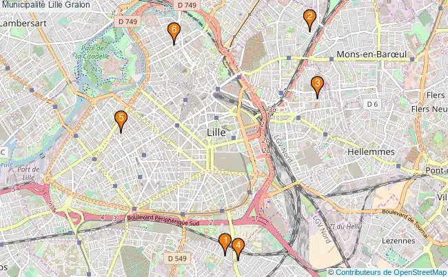 plan Municipalité Lille Associations municipalité Lille : 5 associations