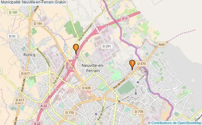 plan Municipalité Neuville-en-Ferrain Associations municipalité Neuville-en-Ferrain : 2 associations