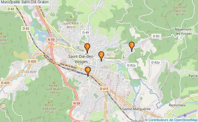plan Municipalité Saint-Dié Associations municipalité Saint-Dié : 4 associations