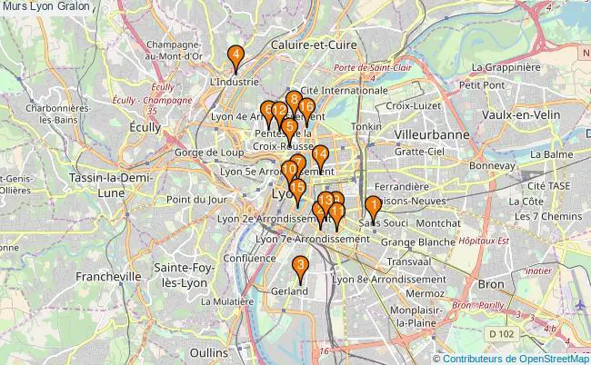 plan Murs Lyon Associations Murs Lyon : 19 associations