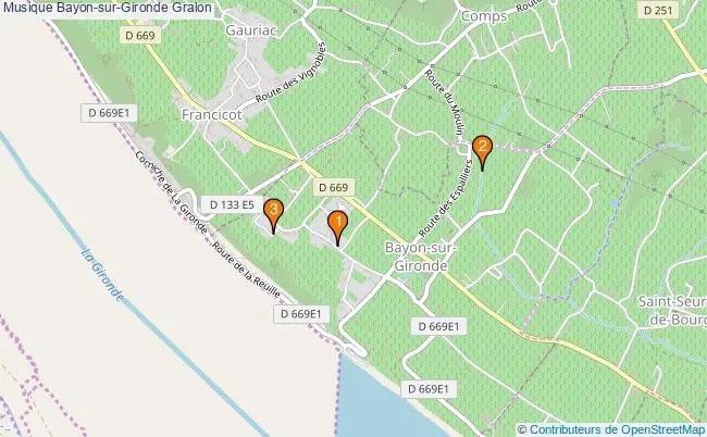 plan Musique Bayon-sur-Gironde Associations musique Bayon-sur-Gironde : 3 associations