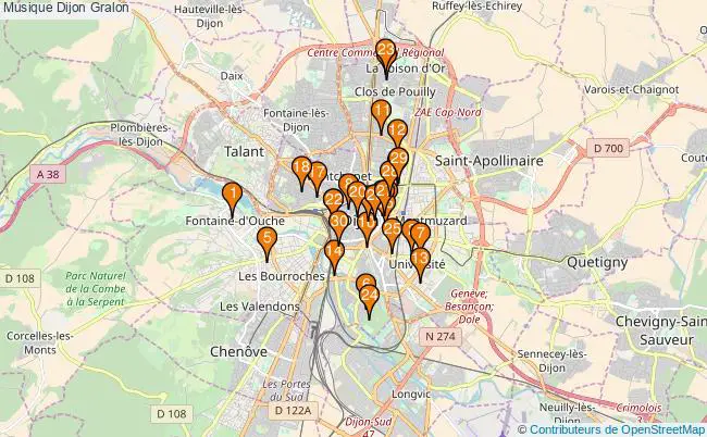 plan Musique Dijon Associations musique Dijon : 184 associations