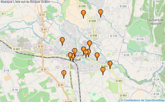 plan Musique L'Isle-sur-la-Sorgue Associations musique L'Isle-sur-la-Sorgue : 19 associations