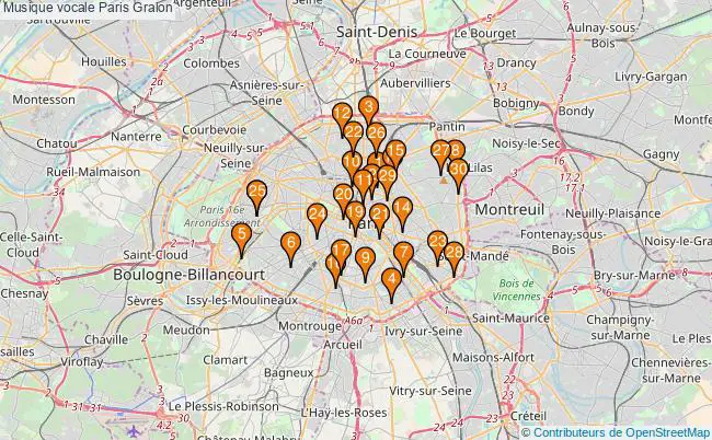 plan Musique vocale Paris Associations musique vocale Paris : 37 associations