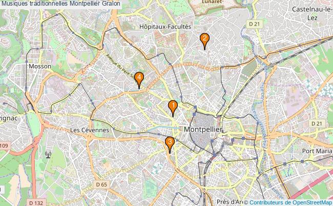 plan Musiques traditionnelles Montpellier Associations musiques traditionnelles Montpellier : 4 associations