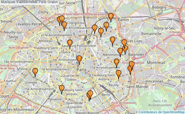 plan Musiques traditionnelles Paris Associations musiques traditionnelles Paris : 26 associations
