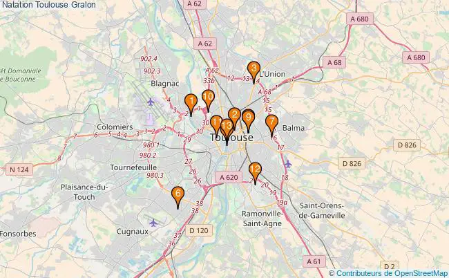 plan Natation Toulouse Associations natation Toulouse : 17 associations