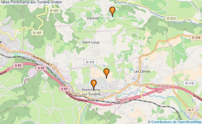 plan Nées Pontcharra-sur-Turdine Associations nées Pontcharra-sur-Turdine : 3 associations