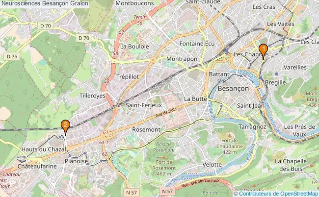 plan Neurosciences Besançon Associations neurosciences Besançon : 2 associations
