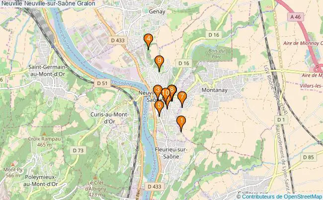 plan Neuville Neuville-sur-Saône Associations Neuville Neuville-sur-Saône : 9 associations