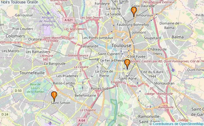 plan Noirs Toulouse Associations Noirs Toulouse : 4 associations