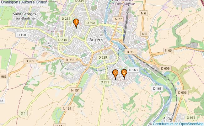 plan Omnisports Auxerre Associations omnisports Auxerre : 3 associations