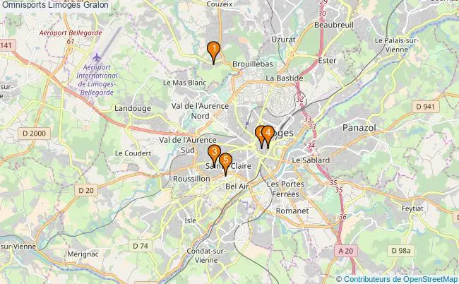 plan Omnisports Limoges Associations omnisports Limoges : 5 associations