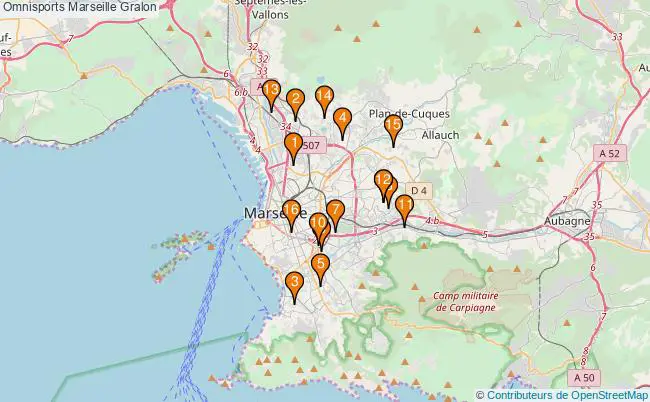 plan Omnisports Marseille Associations omnisports Marseille : 17 associations
